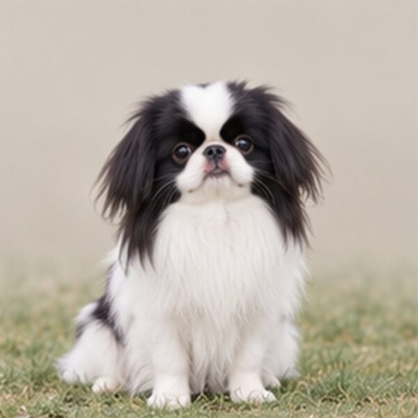 Small, elegant dog with long, flowing coat, standing proudly with a playful expression