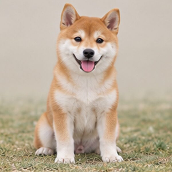Compact dog with a curly tail, reddish-brown coat, and alert expression