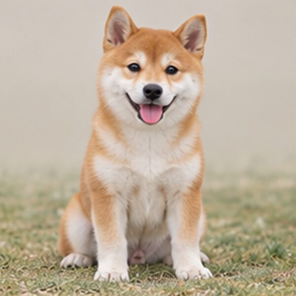 Compact dog with a curly tail, reddish-brown coat, and alert expression